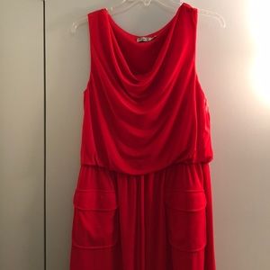 Eliza J. Red drawstring dress w/pockets. Sz 10